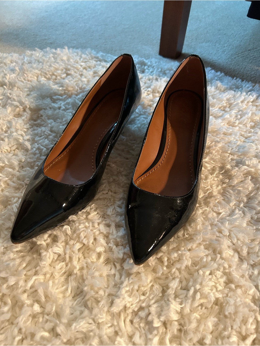 Coach Black Patent Pointed-Toe Heels